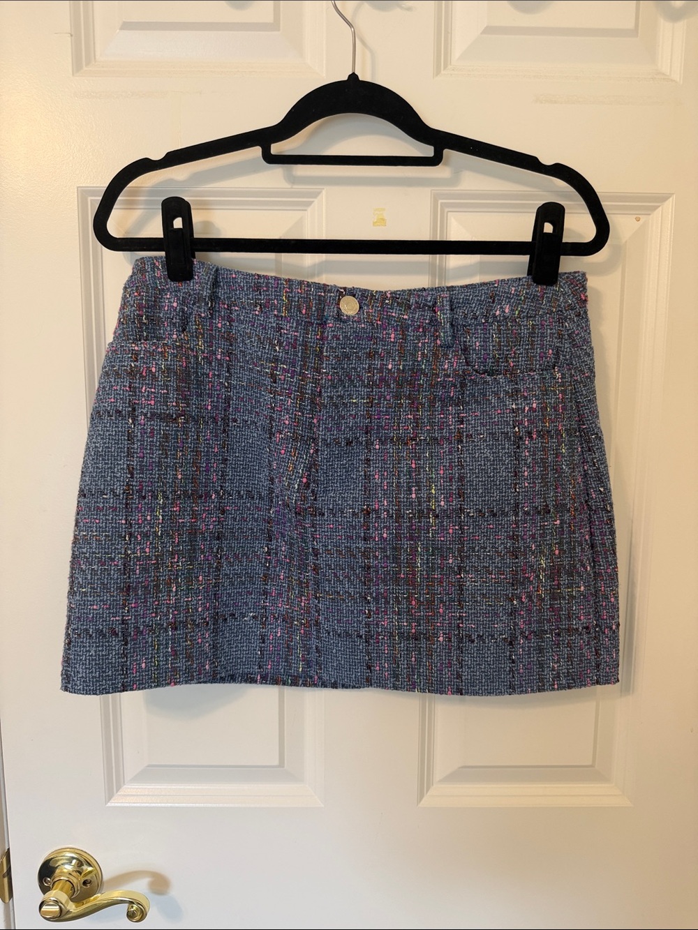 Steve Madden Blue Multicolored Tweed Mini Skirt with 10 NWT